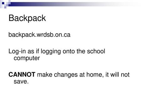 Backpack backpack.wrdsb.on.ca