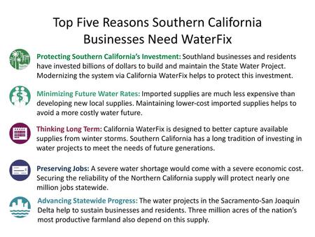 Top Five Reasons Southern California Businesses Need WaterFix