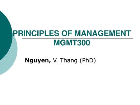 PRINCIPLES OF MANAGEMENT MGMT300