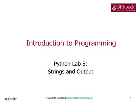 Introduction to Programming