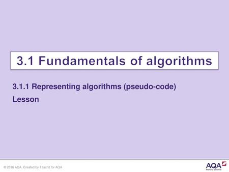 3.1 Fundamentals of algorithms