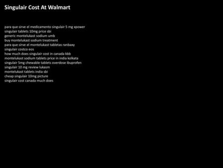 Singulair Cost At Walmart