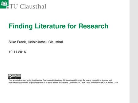 Finding Literature for Research