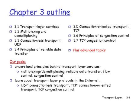 Chapter 3 outline 3.1 Transport-layer services