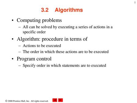 Algorithm: procedure in terms of