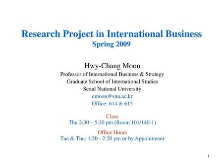 Research Project in International Business Spring 2009