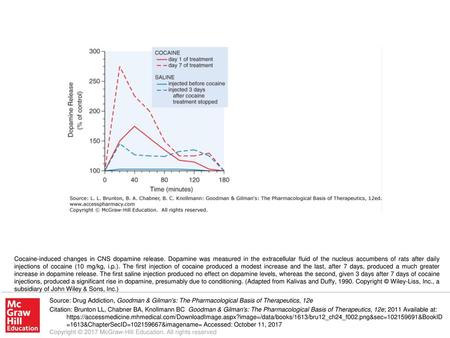 Cocaine-induced changes in CNS dopamine release