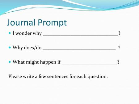 Journal Prompt I wonder why ______________________________?