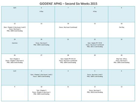 GIDDENS’ APHG – Second Six Weeks 2015