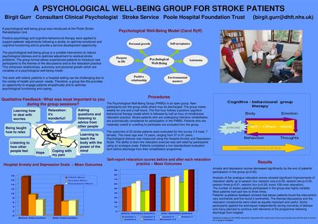 A PSYCHOLOGICAL WELL-BEING GROUP FOR STROKE PATIENTS