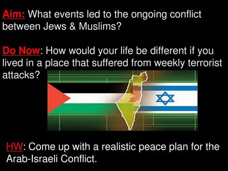 Aim: What events led to the ongoing conflict between Jews & Muslims