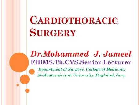 Cardiothoracic Surgery