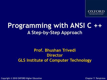 Programming with ANSI C ++