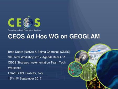 CEOS Ad Hoc WG on GEOGLAM