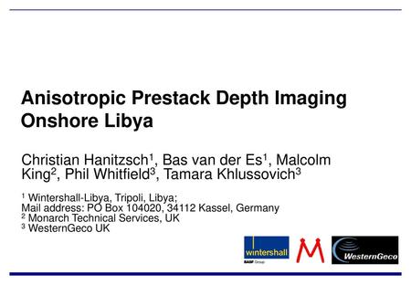 Anisotropic Prestack Depth Imaging Onshore Libya