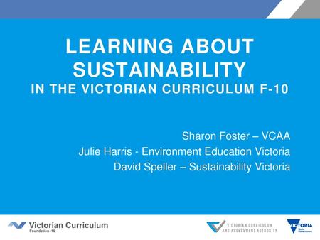 Learning about Sustainability in the Victorian curriculum F-10