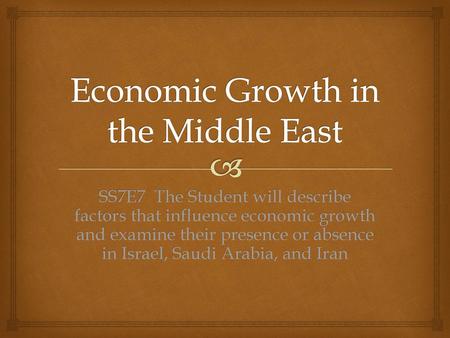 Economic Growth in the Middle East