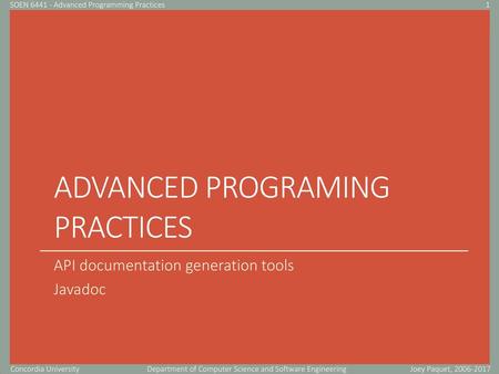 Advanced Programing practices