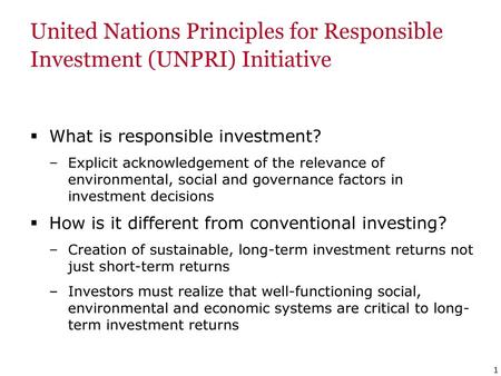 What is responsible investment?