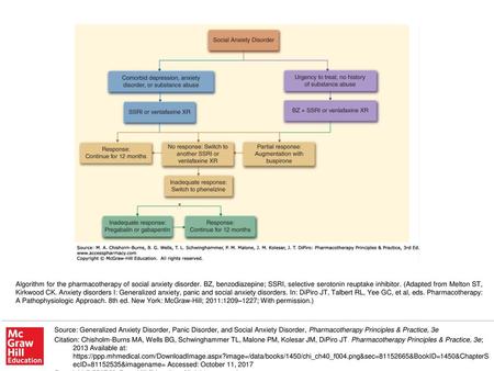 Algorithm for the pharmacotherapy of social anxiety disorder