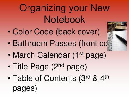 Organizing your New Notebook