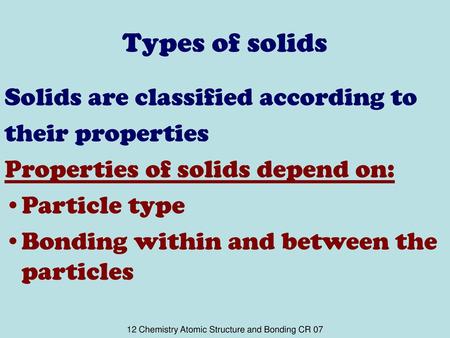 12 Chemistry Atomic Structure and Bonding CR 07