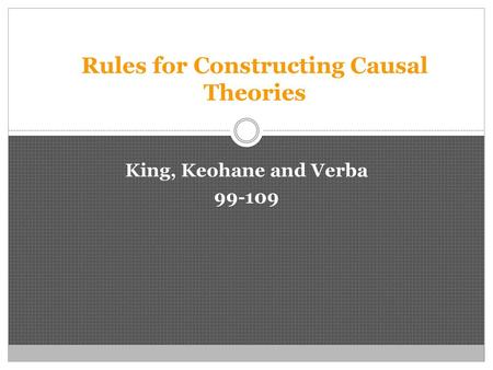 Rules for Constructing Causal Theories