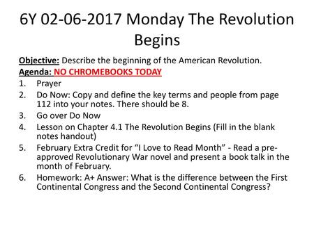 6Y Monday The Revolution Begins