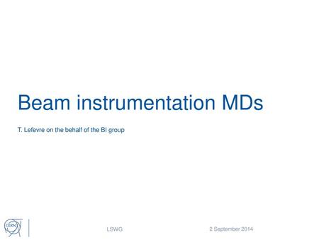 Beam instrumentation MDs