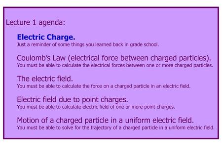 Coulomb’s Law (electrical force between charged particles).