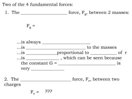 Two of the 4 fundamental forces: