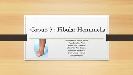 Group 3 : Fibular Hemimelia