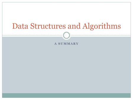 Data Structures and Algorithms