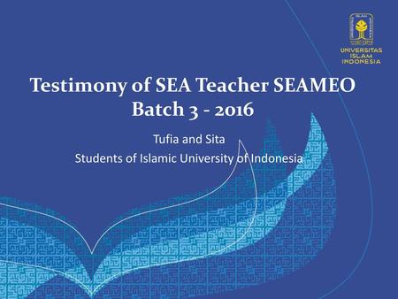 Testimony of SEA Teacher SEAMEO Batch