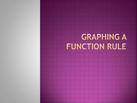 Graphing a Function Rule