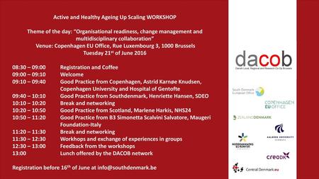 Active and Healthy Ageing Up Scaling WORKSHOP