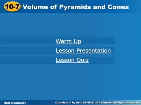 Volume of Pyramids and Cones