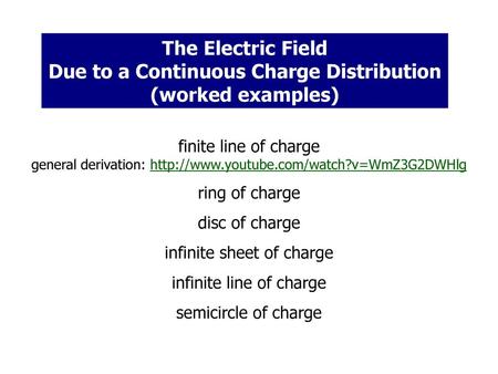 Due to a Continuous Charge Distribution