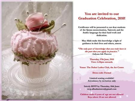 You are invited to our Graduation Celebration, 2010!