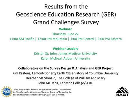 Collaborators on the Survey Design & Analysis and GER Project