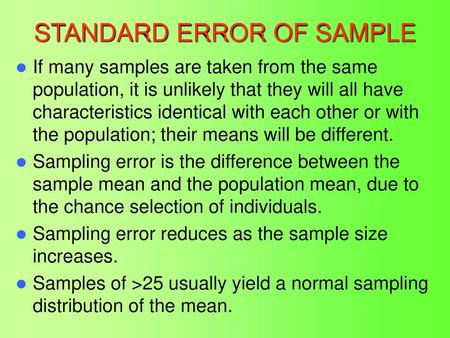 STANDARD ERROR OF SAMPLE