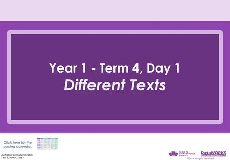 Different Texts Year 1 - Term 4, Day 1