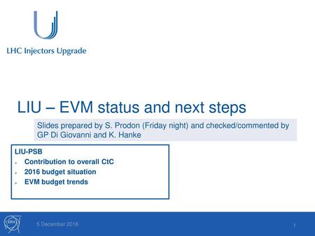 LIU – EVM status and next steps