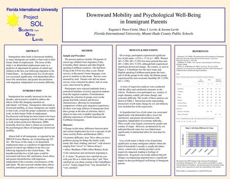 SOL Downward Mobility and Psychological Well-Being