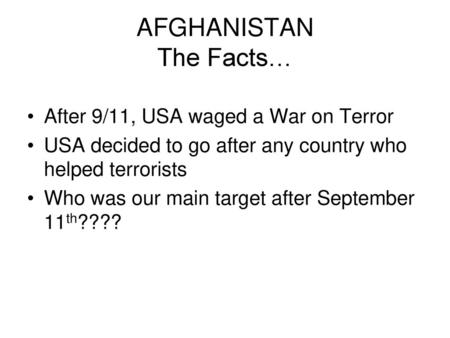 AFGHANISTAN The Facts…