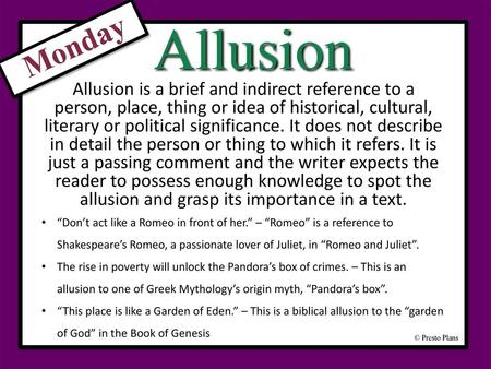 Allusion Monday Tuesday: