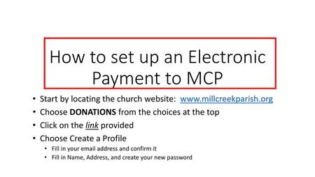 How to set up an Electronic Payment to MCP