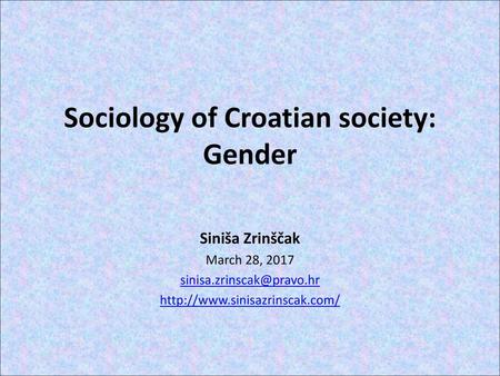 Sociology of Croatian society: Gender