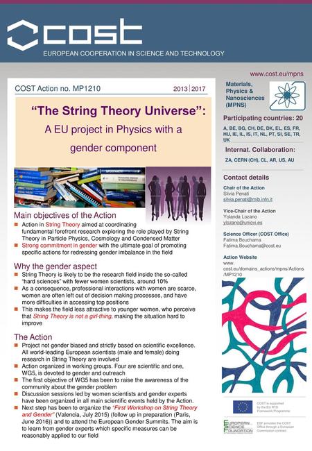 “The String Theory Universe”: A EU project in Physics with a