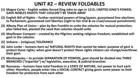 UNIT #2 – REVIEW FOLDABLES